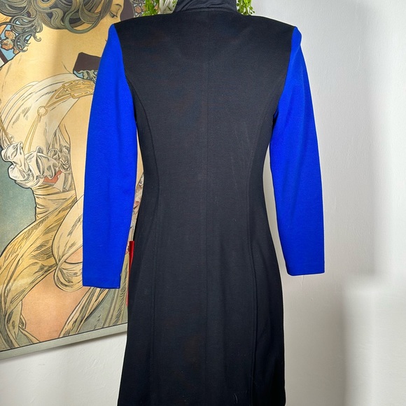 Vintage Adrienne Vittadini 100% Cotton Color Block Dress - Picture 5 of 9
